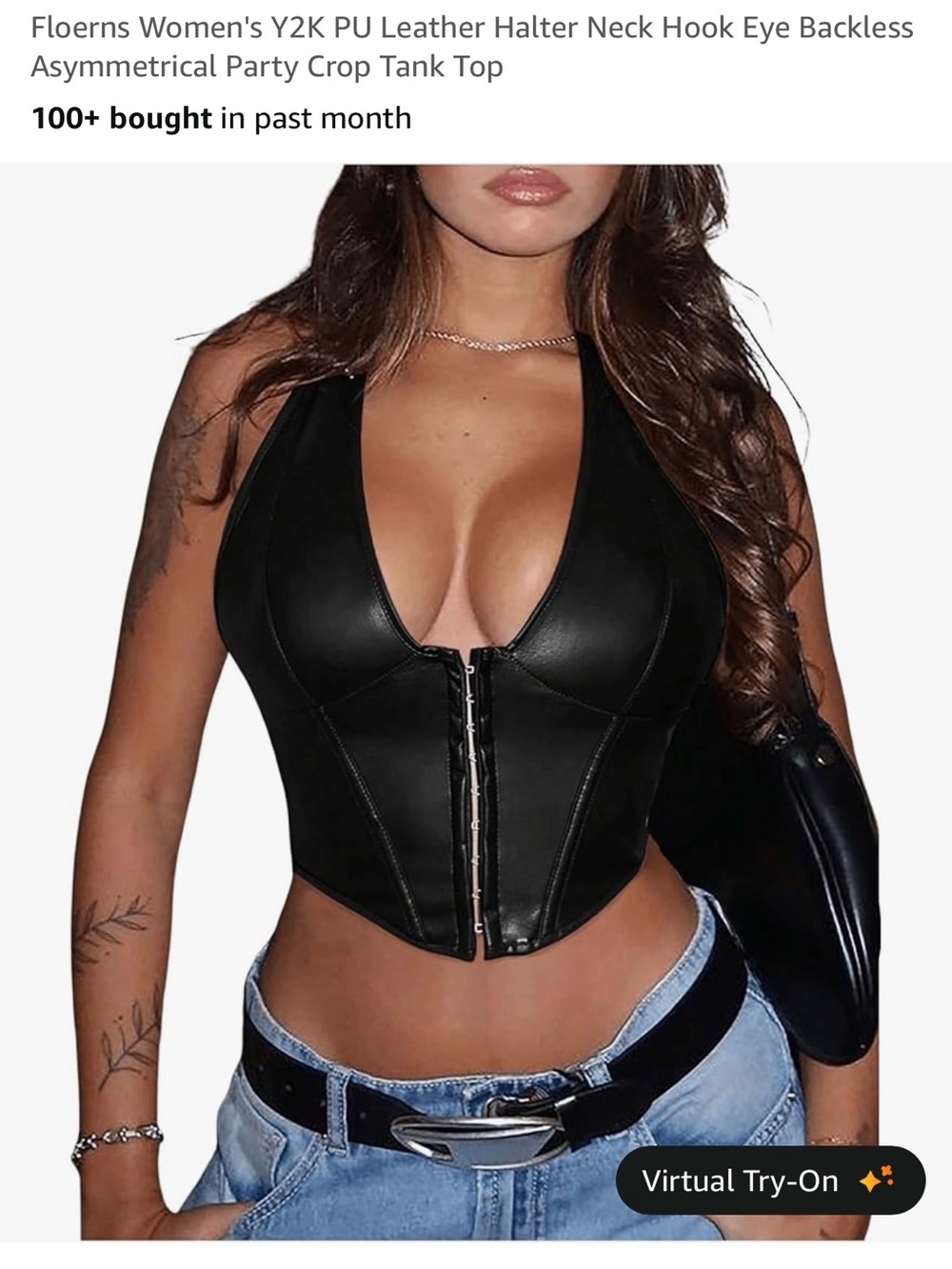 Black Faux Leather Halter Crop Top